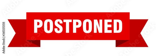postponed ribbon. postponed isolated band sign. postponed banner
