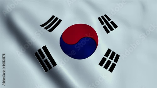 Korea flag waving in the wind. National flag of Korea. Sign of Korea seamless loop animation.