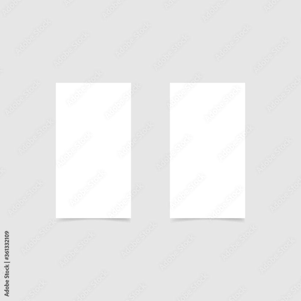 White business cards isolated on clean background, Blank business cards template, Name card design, Contact card for company, Vector illustration.