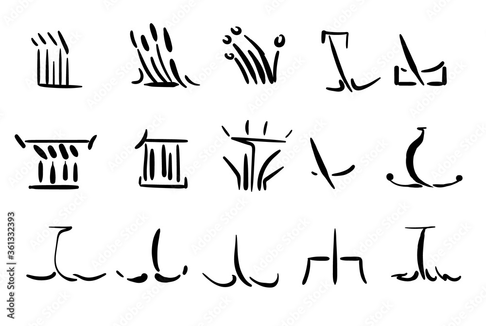 Set of primitive squiggles. Set of primitive squiggles.