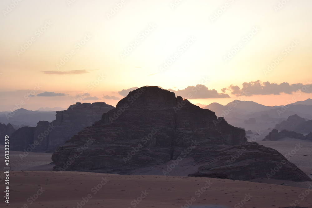 Sunset In Saudi Arabian Desert Mountains