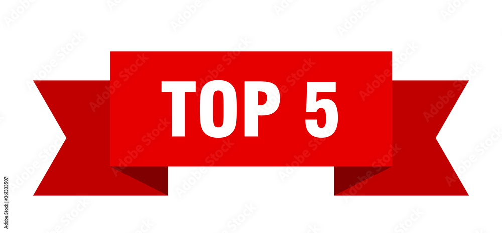 top 5 ribbon. top 5 isolated band sign. top 5 banner top 5 ribbon. top 5 isolated band sign. top 5 banner