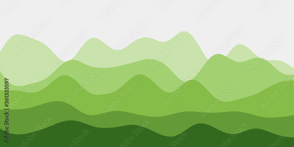 Abstract light green hills background. Colorful waves modern vector illustration.