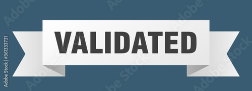 validated ribbon. validated isolated band sign. validated banner