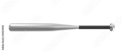 mock-up grey baseball bat with black handle isolated on white background