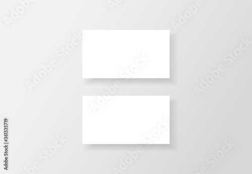 Business card mockups, White business cards isolated on clean background, Blank business cards template, Name card design, Contact card for company, Vector illustration.