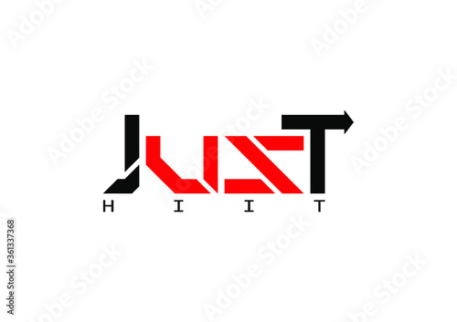 Just Hiit Logo, Fitness center logo, Business logo, Red and black logo.