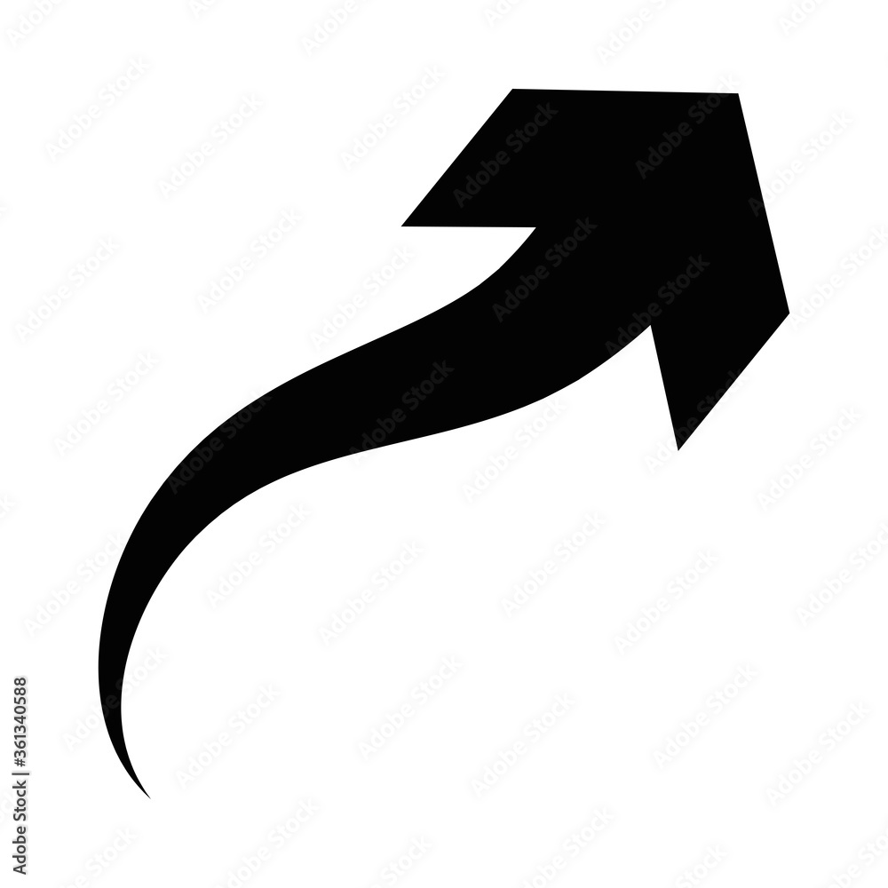 curved up arrow icon, silhouette style curved up arrow icon, silhouette style