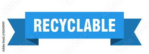 recyclable ribbon. recyclable isolated band sign. recyclable banner