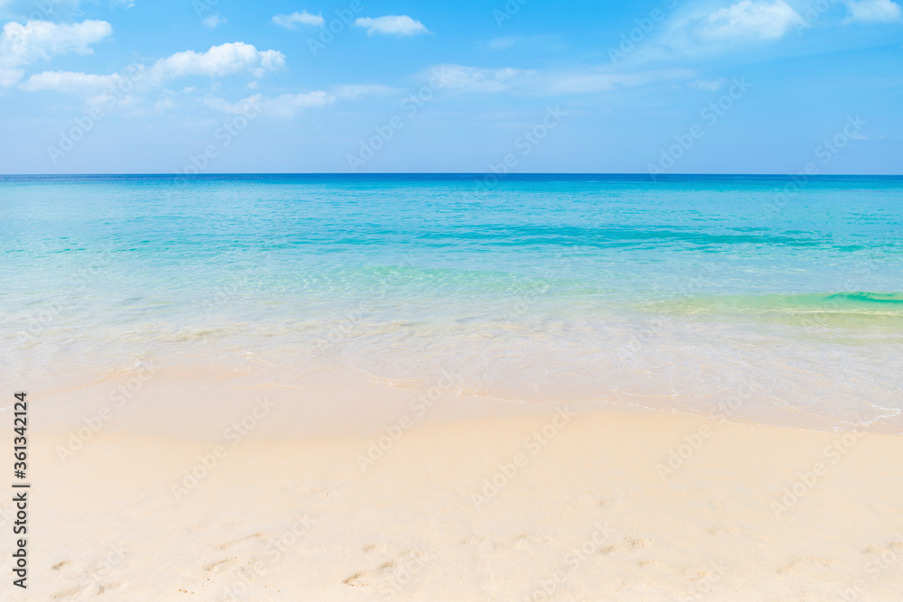 Clear sea water on clean beach, tropical island, summer outdoor day light