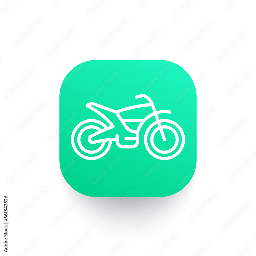 offroad bike line icon on green shape offroad bike line icon on green shape