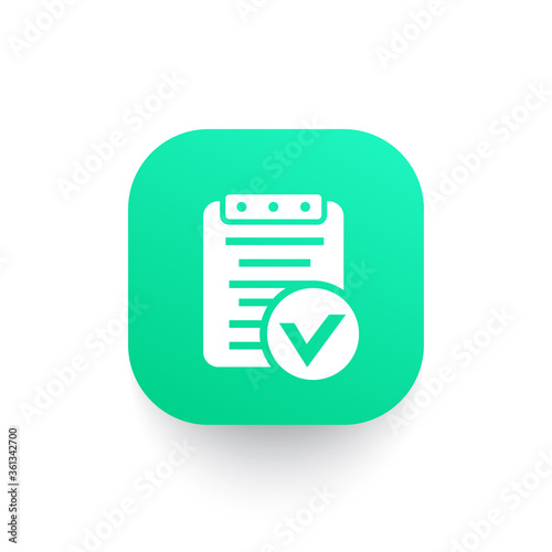 valid document, approved report icon, sign