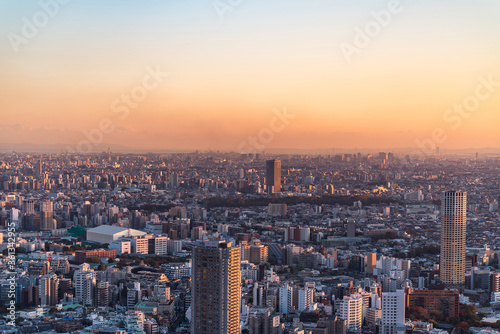Asia Business concept for real estate and corporate construction - panoramic modern city skyline bird eye aerial view in Shibuya Sky  Tokyo  Japan
