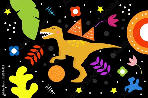 Cute Illustration art Dinosaurs pattern background. can be applied on the watch, totebag. souvenirs, tshirt, stickers, phone cases, pillows, laptop skins, travel mugs, masks, pin buttons and so on