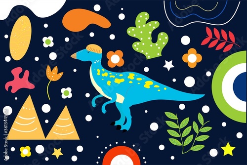 Cute Illustration art Dinosaurs pattern background. can be applied on the watch, totebag. souvenirs, tshirt, stickers, phone cases, pillows, laptop skins, travel mugs, masks, pin buttons and so on