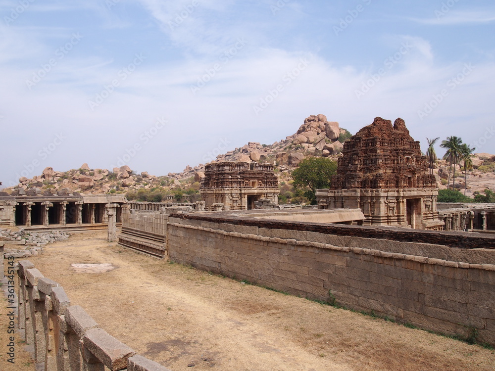 Gazing at historic ruins from afar, The Ruins of Hampi, Hampi, Karnataka, South India, India