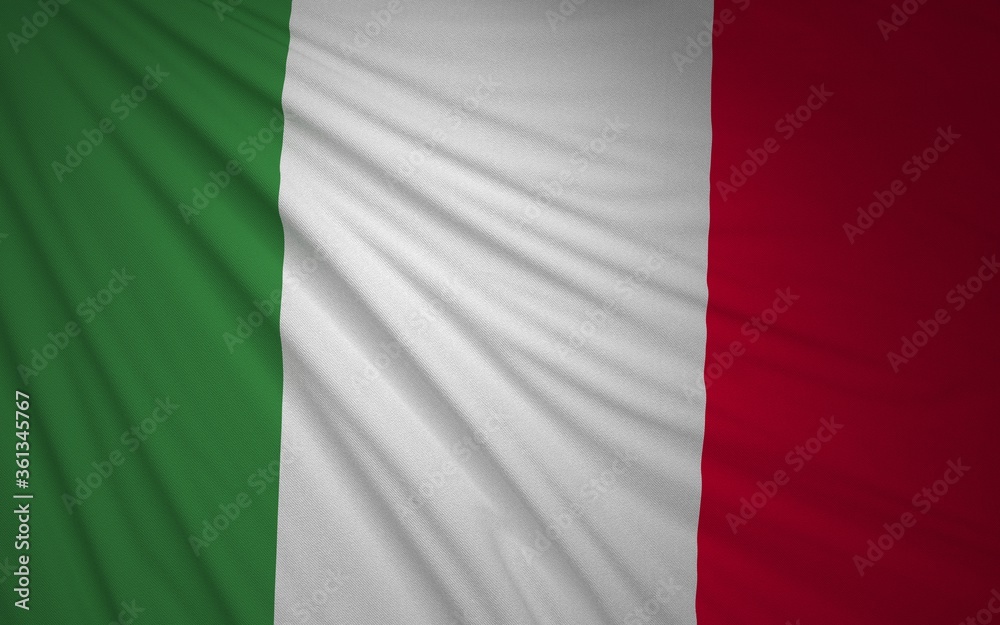 Wavy Italy Flag, Country Flag, Rendering 3D