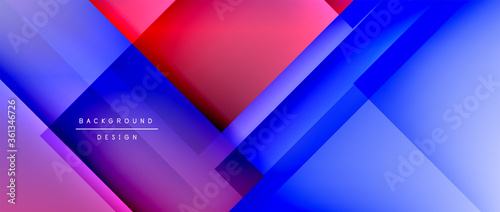 Square shapes composition, fluid gradient geometric abstract background. 3D shadow effects, modern design template