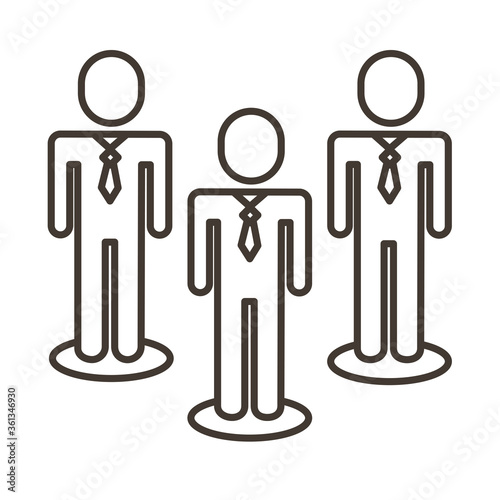 businessmen teamwork figures line style icon