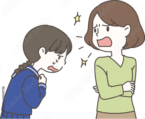 不登校の女の子と母親