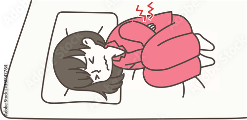 お腹が痛いと苦しむ女の子
