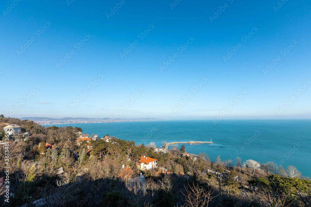 Tihanyi panoramic view on a hill above Lake Balaton