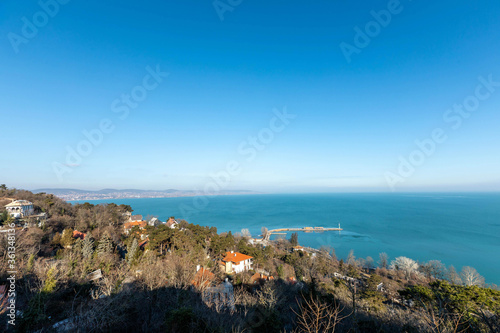 Tihanyi panoramic view on a hill above Lake Balaton