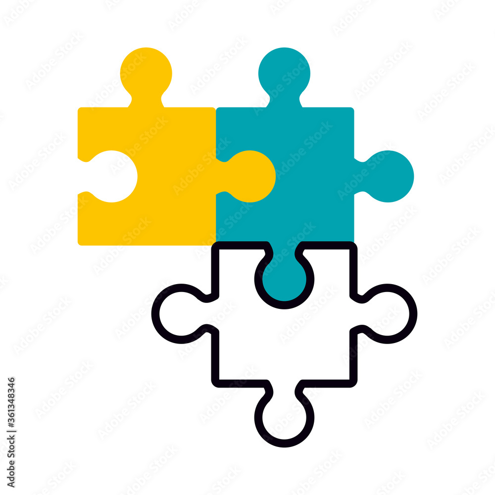 jigsaw puzzles icon, half line half color style jigsaw puzzles icon, half line half color style