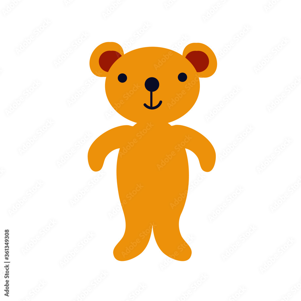 Obraz premium Teddy bear. Children's toy. Cute vector flat illustration isolated on white background. Can be used for child design, textile, fabric, T-shirt,wrapping paper.