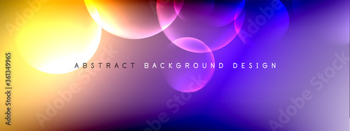 Vector abstract background liquid bubble circles on fluid gradient with shadows and light effects. Shiny design templates for text