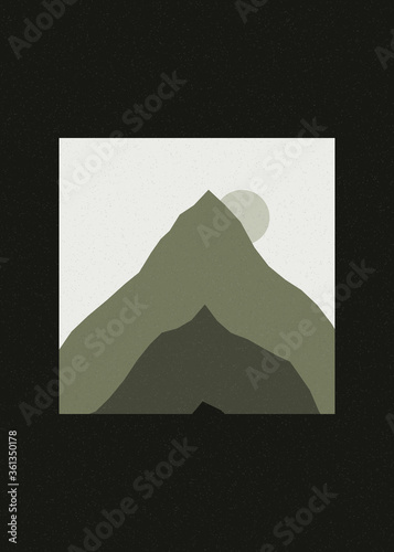 color Mountains rocks silhouette art logo design illustration