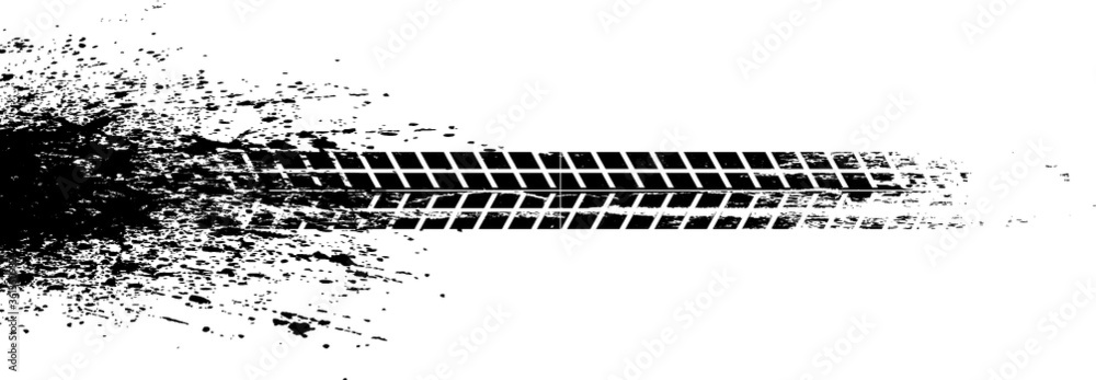 Vector Print Textured Tire Track . Design Element . Car tread silhouette . Mud splash grunge texture Vector Print Textured Tire Track . Design Element . Car tread silhouette . Mud splash grunge texture