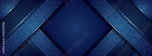 Abstract modern royal dark blue with overlap layers background photo
