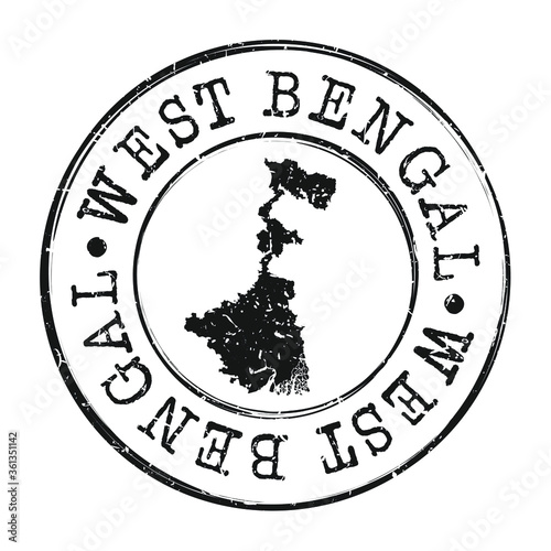 West Bengal India Map Postmark. Silhouette Postal Passport. Stamp Round Vector Icon. Vintage Postage Design.
