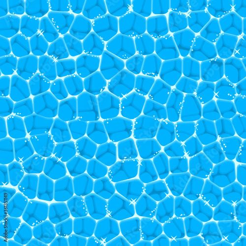Seamless swimming pool water pattern with ripples and sparkles.