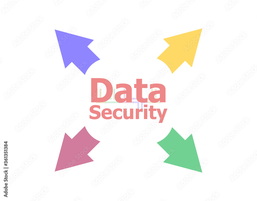 Text Data Security. Protection concept . Arrow with words data security