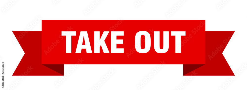 take out ribbon. take out isolated band sign. take out banner take out ribbon. take out isolated band sign. take out banner