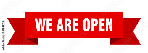 we are open ribbon. we are open isolated band sign. we are open banner