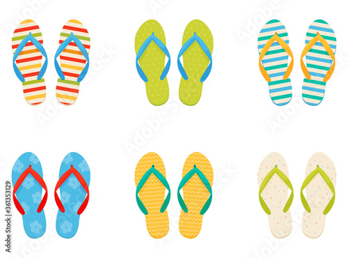 Beach sneakers. Vector set in a flat style.