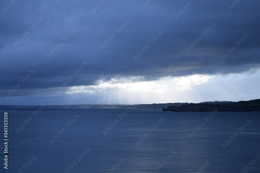 Awesome sky storm and sun sea view Hondarribia Basque Country Spain