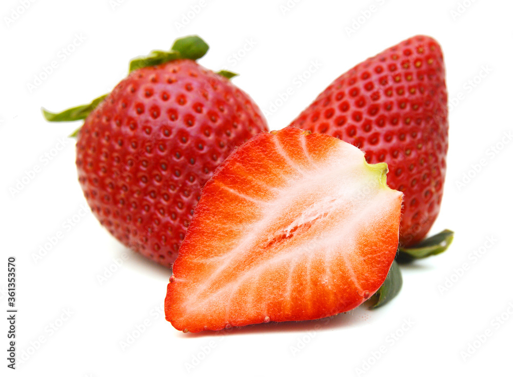Ripe red strawberries on white background isolated Ripe red strawberries on white background isolated