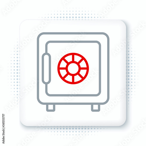 Line Safe icon isolated on white background. The door safe a bank vault with a combination lock. Reliable Data Protection. Colorful outline concept. Vector
