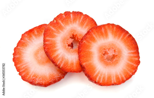 Strawberry. Sliced fruit isolated on white