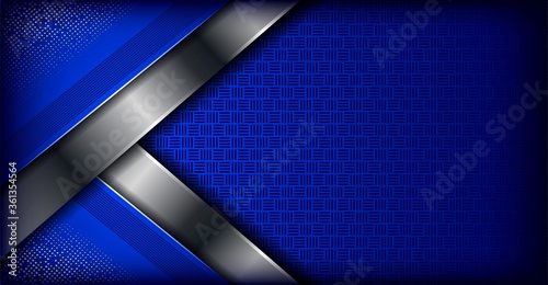 Modern blue abstract background overlap layer with silver