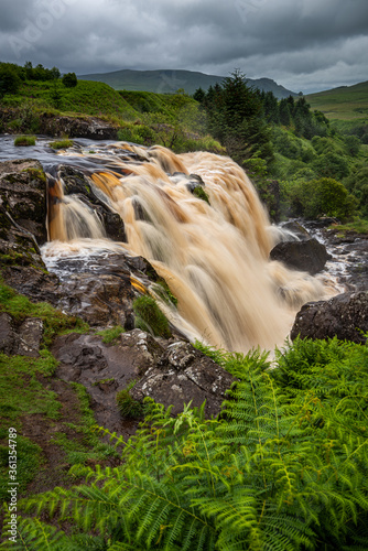 The Loup of Fintry waterfall onf the River Endrick is located approx. two miles from Fintry village, near Stirling. This impressive 94ft waterfall is best seen after a prolonged period of rain or snow photo