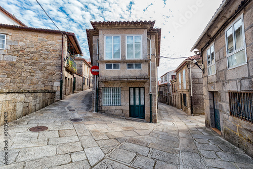 Strolling through the medieval streets of Tui. Tourism in Galicia. The most beautiful spots in Spain. Declared a Historic Artistic Site