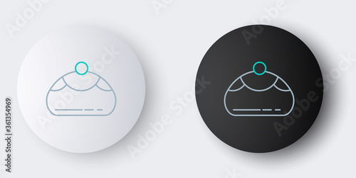 Line Jewish sweet bakery icon isolated on grey background. Hanukkah sufganiyot. Jewish easter cake. Colorful outline concept. Vector
