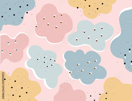 Trendy abstract cloud background in Scandinavian style.