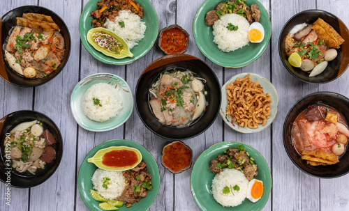 Thai Mixed Dishes of Soups and Rice 