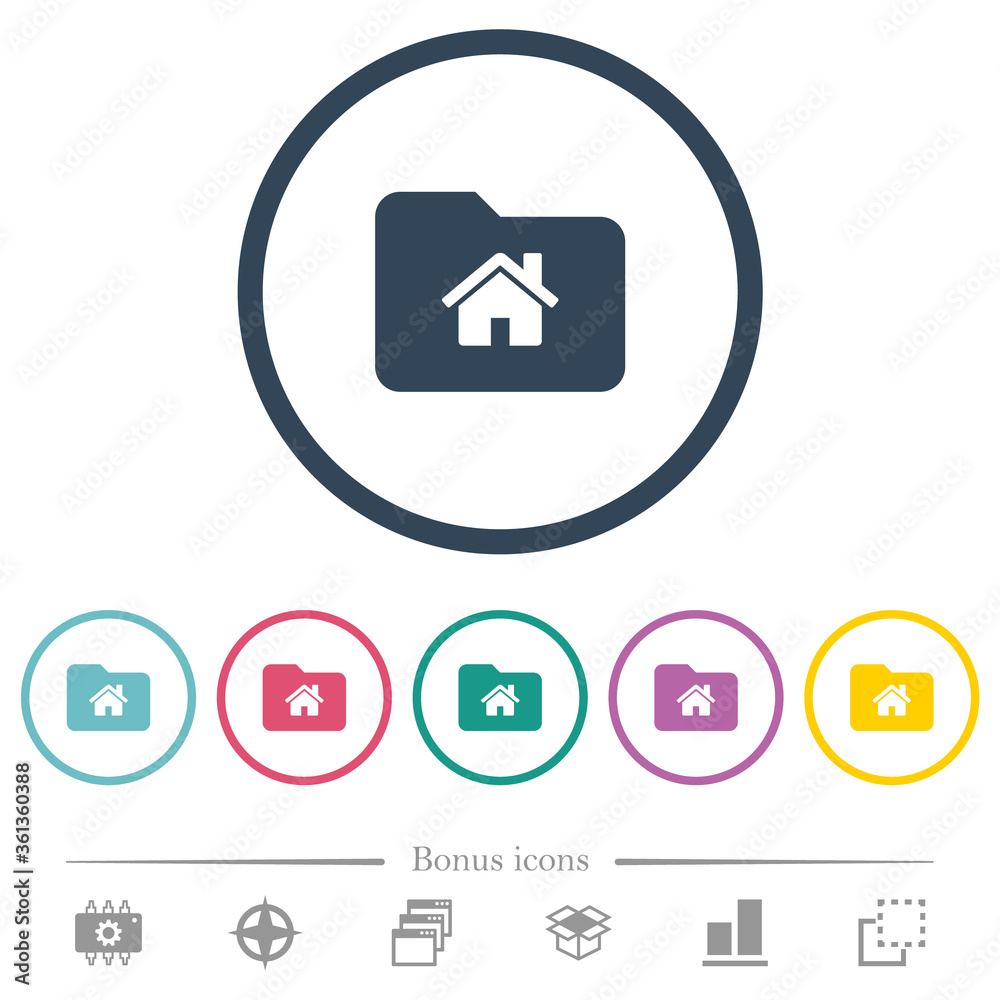 Home folder flat color icons in round outlines Home folder flat color icons in round outlines